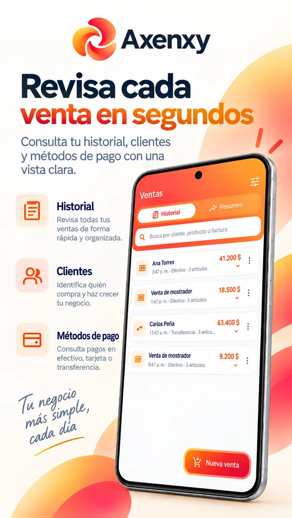 Historial de ventas en Axenxy